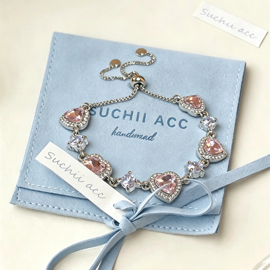 Pink Zircon Heart Bracelet in 18K Gold