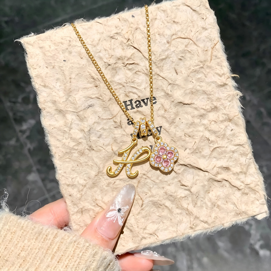 Dainty Four Leaf Clover Alphabet Necklace - Trendy Light Luxury Choker