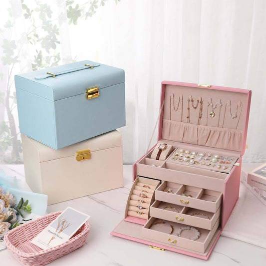 Luxury Lockable Jewelry Organizer — pink