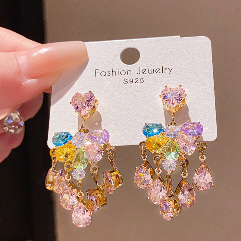 S925 Silver Zircon Light Luxury Studs