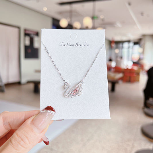 Swan Pendant Necklace for Women – Teardrop Stone Necklace in 6 Colors