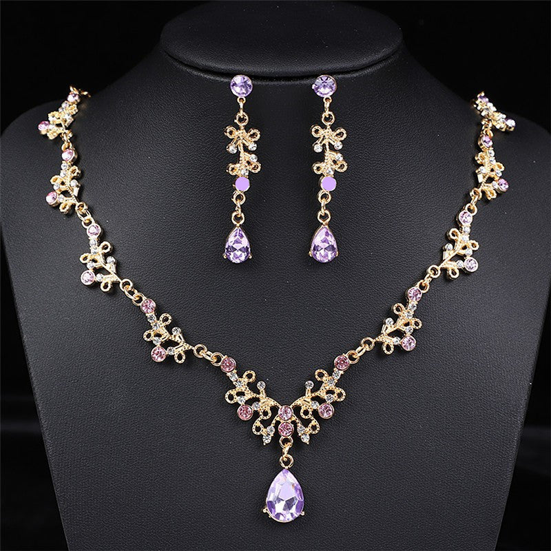 Teardrop Zircon Necklace Set