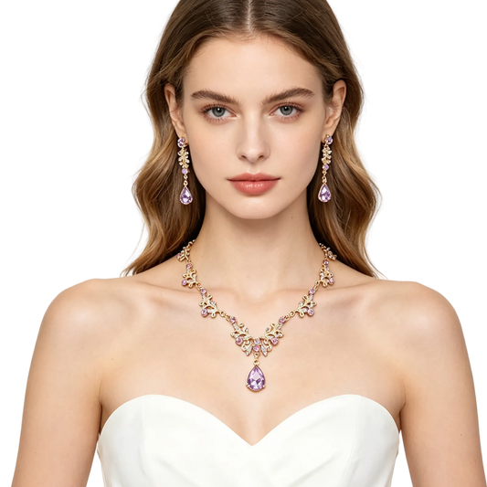 Teardrop Zircon Necklace Set