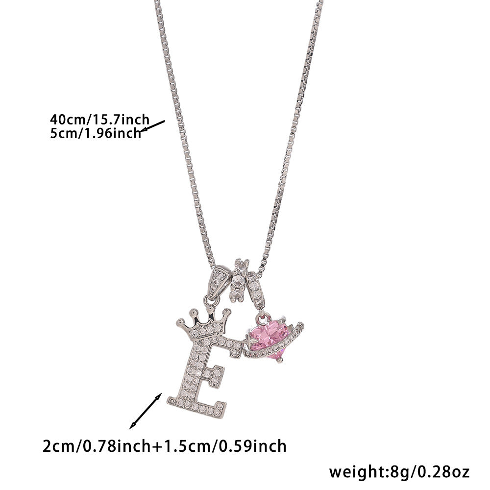 18k Gold Crown Initial Necklace with Diamond Accents & Preserved Flower Box