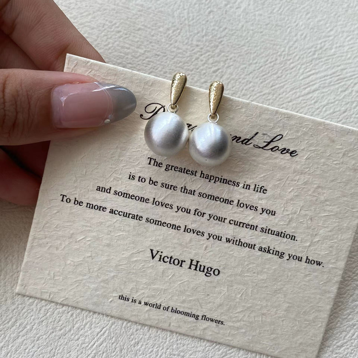 Brushed Metal Ball Drop Earrings – Two-Tone Earrings with S925 Silver Posts