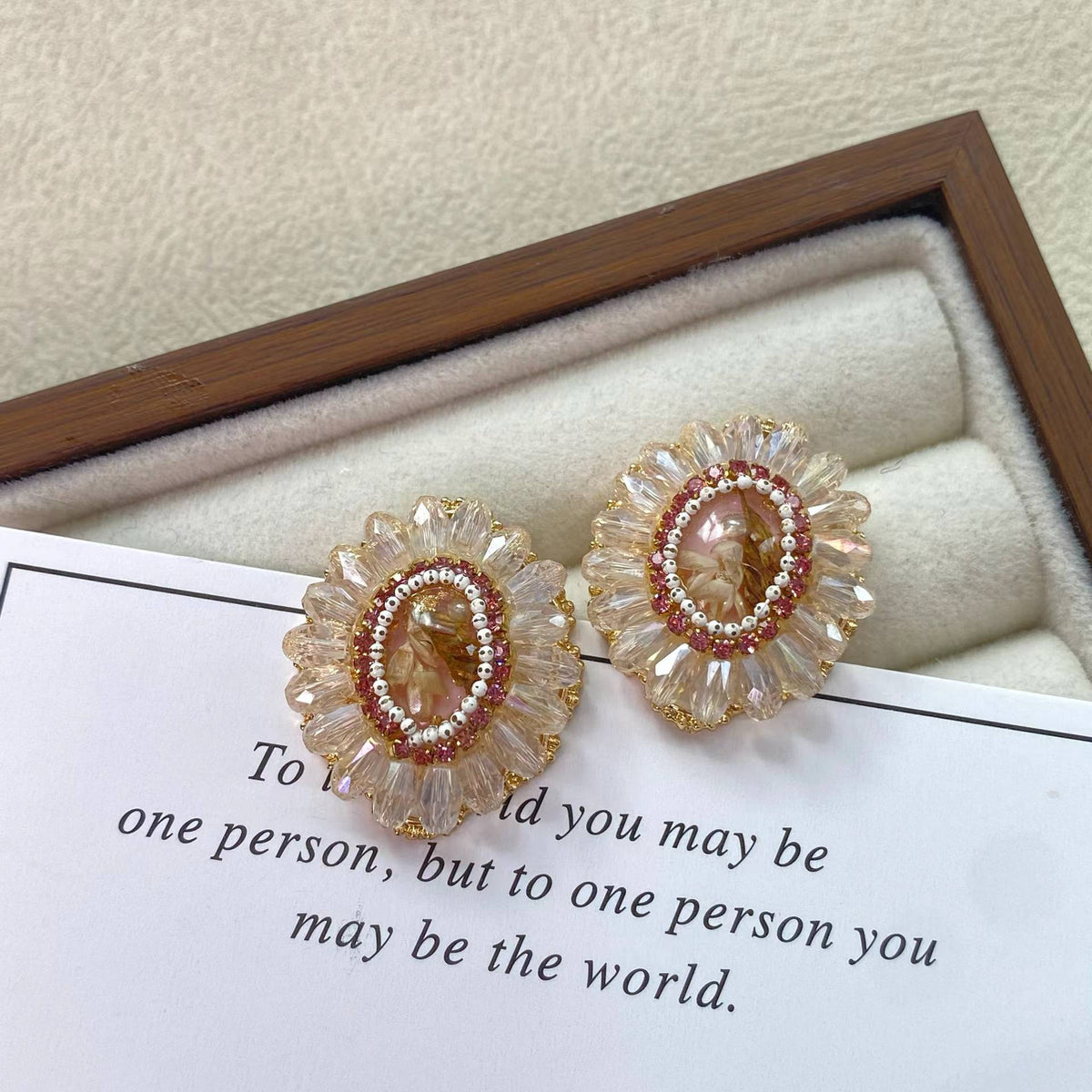 Vintage Cameo Floral Stud Earrings – Romantic Statement Earrings with S925 Silver Posts