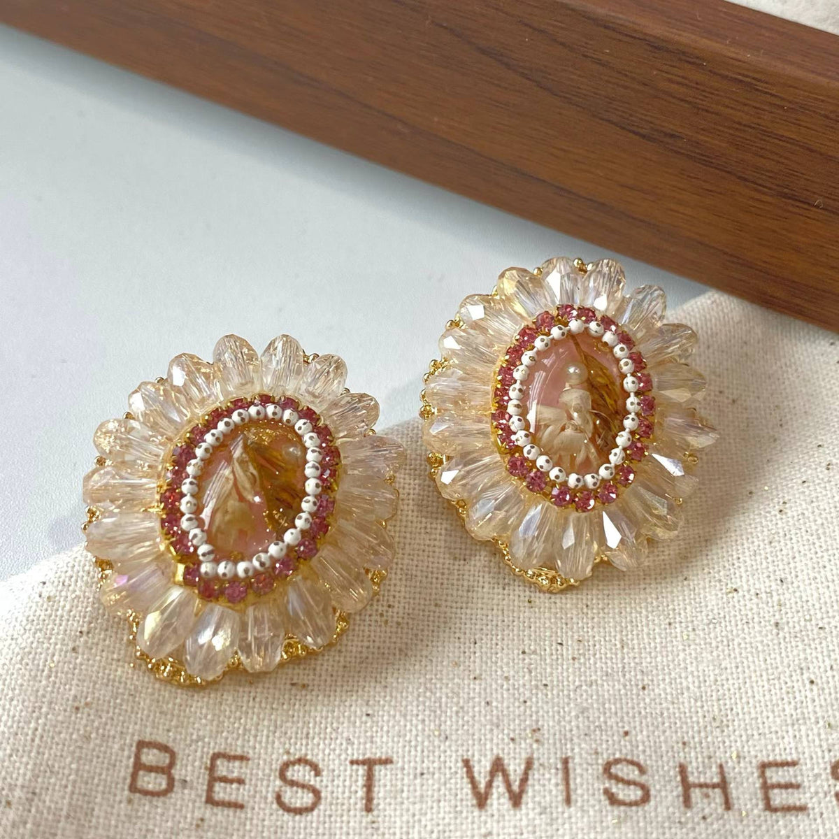 Vintage Cameo Floral Stud Earrings – Romantic Statement Earrings with S925 Silver Posts