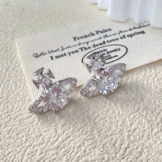 Celestial Orb Stud Earrings – Sparkling Statement Earrings with S925 Silver Posts
