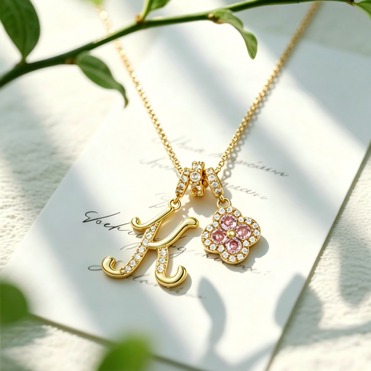 Dainty Four Leaf Clover Alphabet Necklace - Trendy Light Luxury Choker