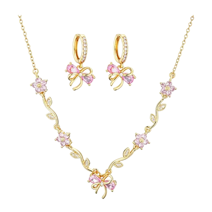 PINK BOW -【NECKLACE/EARRING SET】