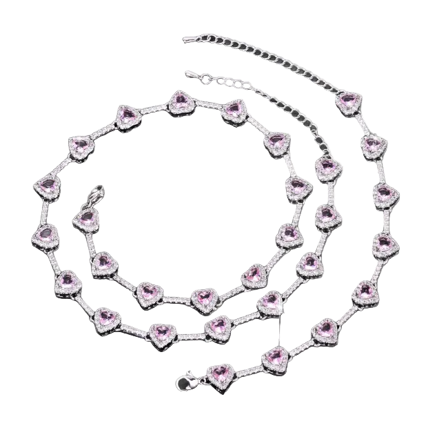 Pink Heart Necklace Set