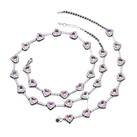 Pink Heart Necklace Set
