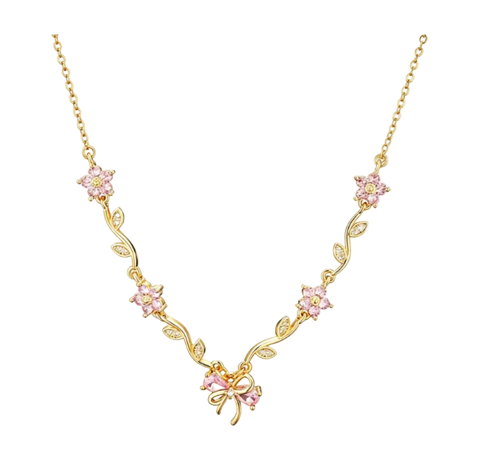PINK BOW -【NECKLACE/EARRING SET】