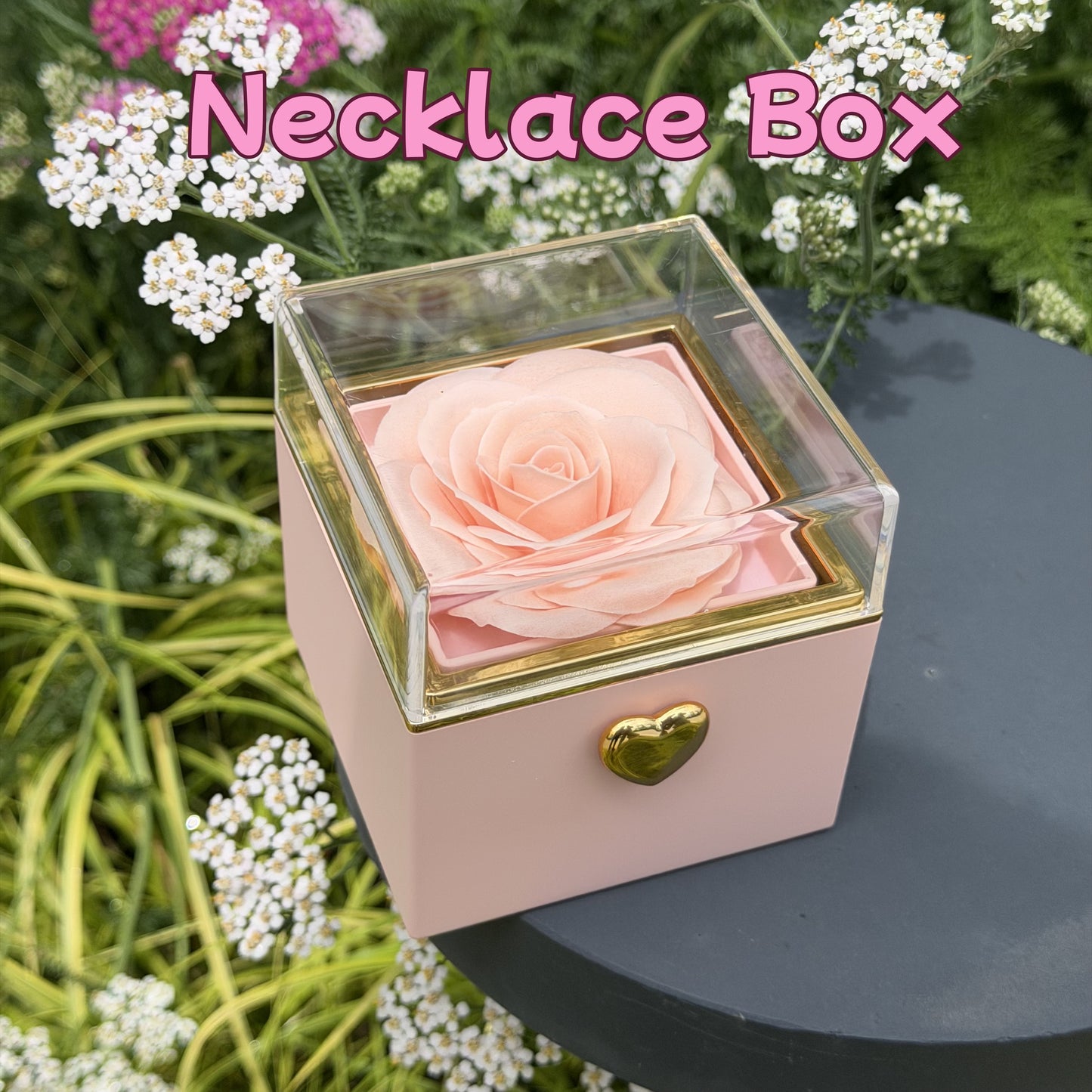 Love in 100 Languages Couple  Necklace with Preserved Flower Box Packaging