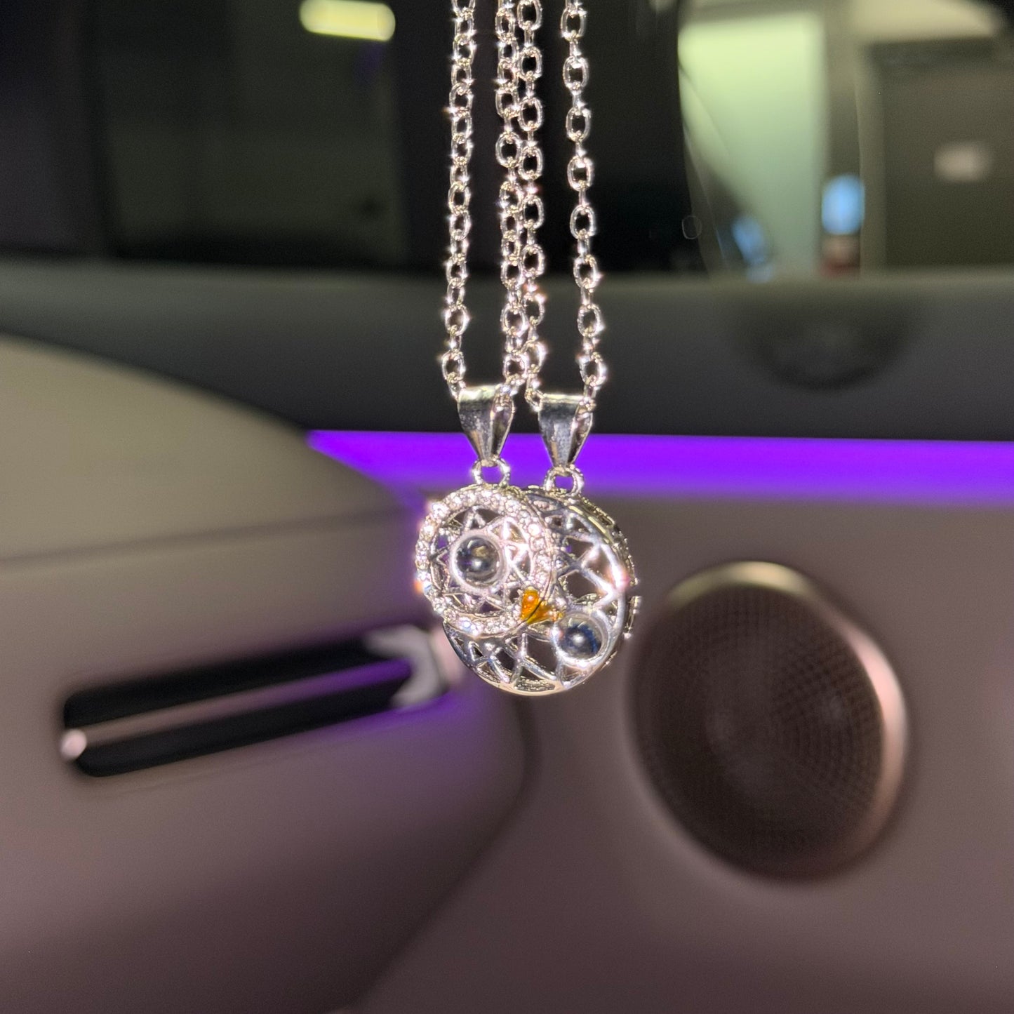 Love in 100 Languages Couple  Necklace with Preserved Flower Box Packaging