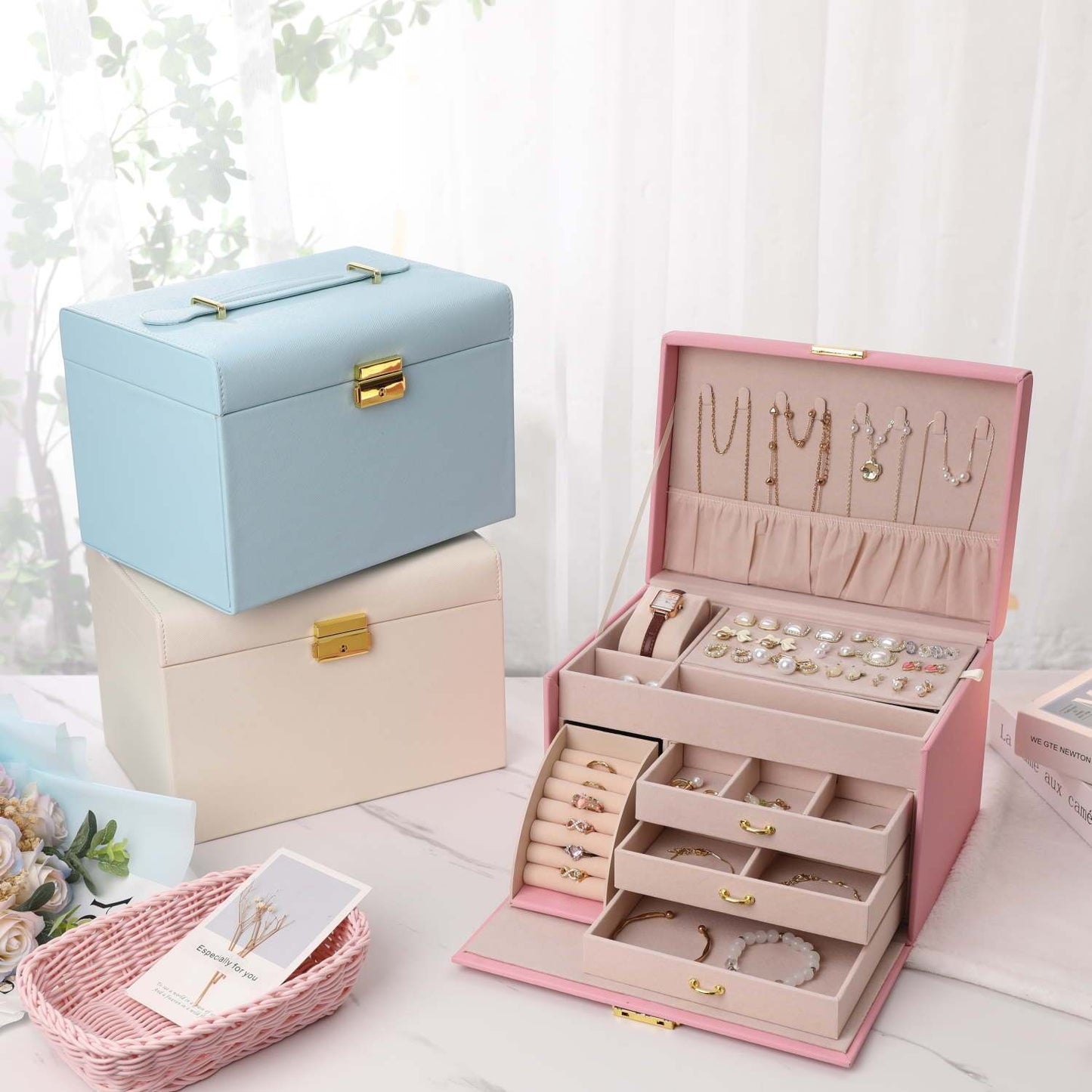 Luxury Lockable Jewelry Organizer — pink