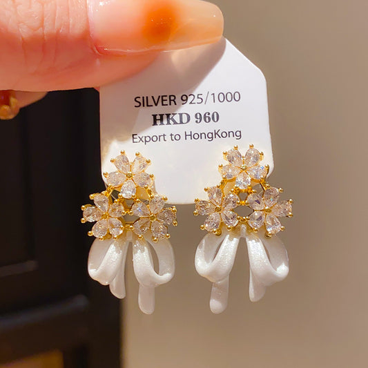 S925 Silver Zircon Light Luxury Studs