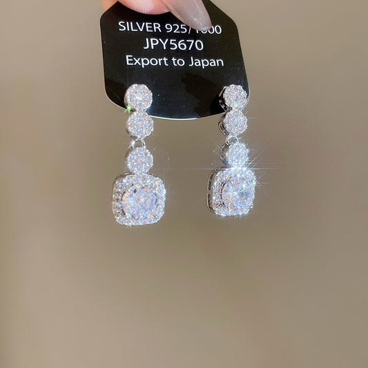 S925 Silver Zircon Light Luxury Studs
