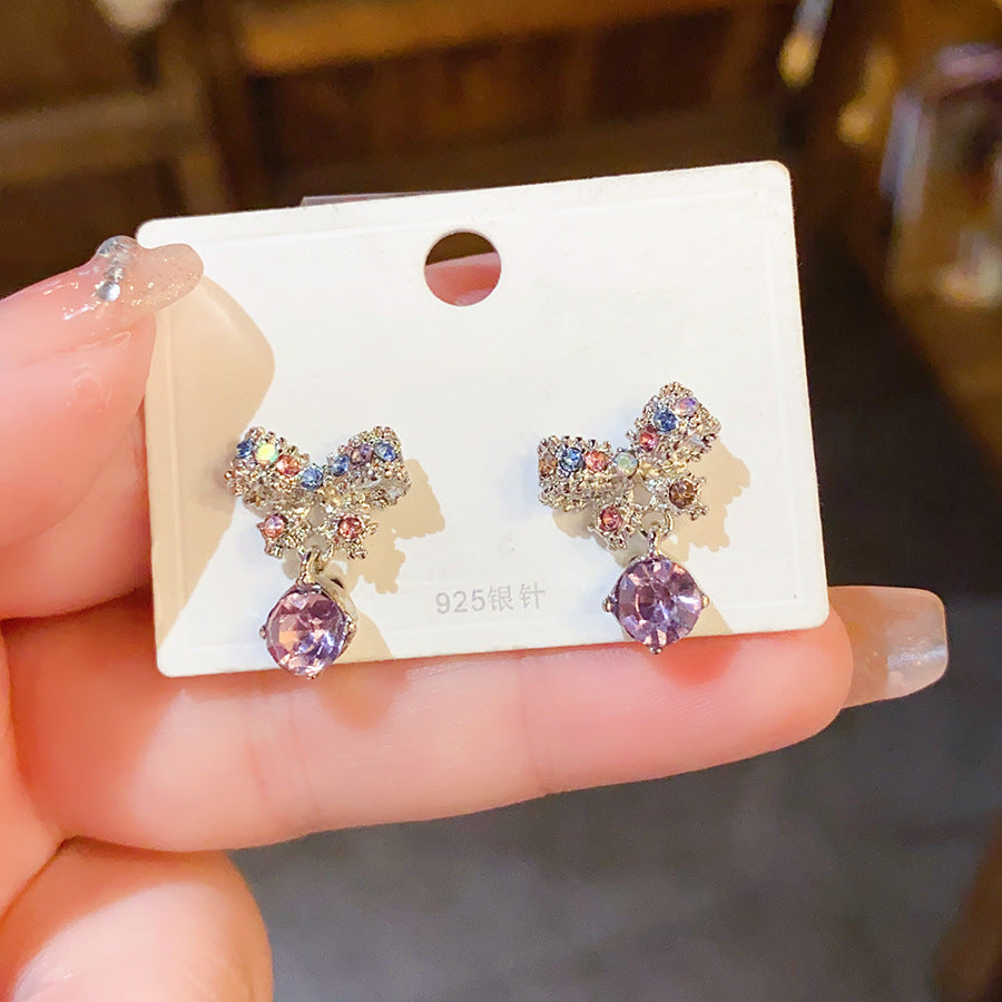 S925 Silver Zircon Light Luxury Studs