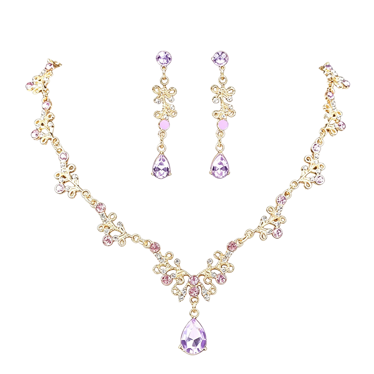 Teardrop Zircon Necklace Set