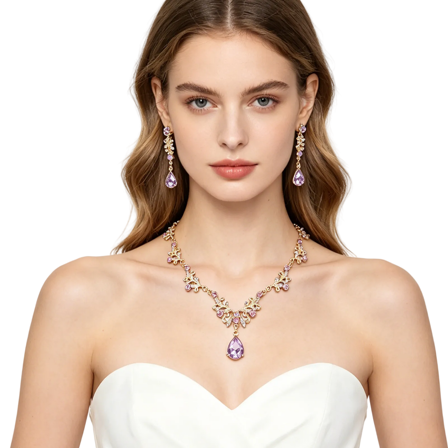Teardrop Zircon Necklace Set
