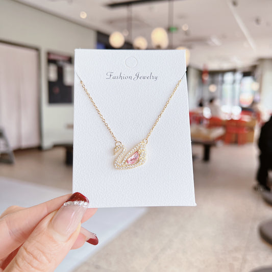 Swan Pendant Necklace for Women – Teardrop Stone Necklace in 6 Colors